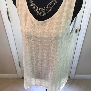 Beautiful white silk top with embroidered overlay.